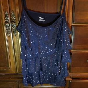 Midnight Blue Ruffle Cami w/ Silver Studs